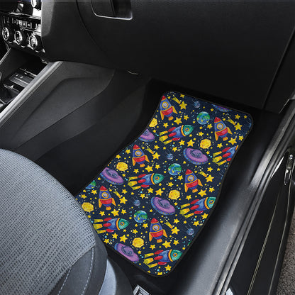 Watercolor Rocket Pattern Print Front Car Floor Mats