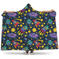 Watercolor Rocket Pattern Print Hooded Blanket