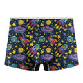 Watercolor Rocket Pattern Print Men's Boxer Briefs