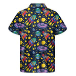 Watercolor Rocket Pattern Print Men's Short Sleeve Shirt