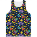 Watercolor Rocket Pattern Print Men's Tank Top