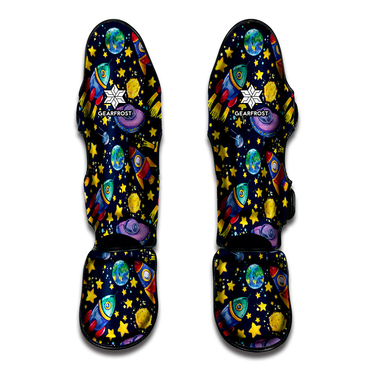 Watercolor Rocket Pattern Print Muay Thai Shin Guard