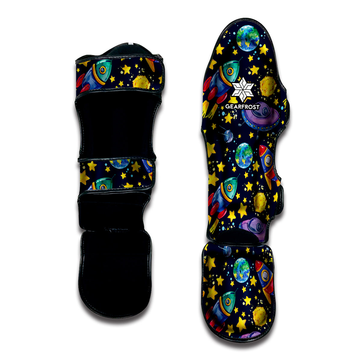 Watercolor Rocket Pattern Print Muay Thai Shin Guard