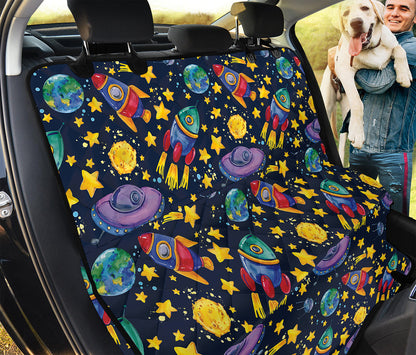 Watercolor Rocket Pattern Print Pet Car Back Seat Cover