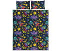 Watercolor Rocket Pattern Print Quilt Bed Set