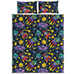 Watercolor Rocket Pattern Print Quilt Bed Set