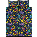 Watercolor Rocket Pattern Print Quilt Bed Set