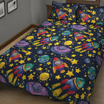 Watercolor Rocket Pattern Print Quilt Bed Set