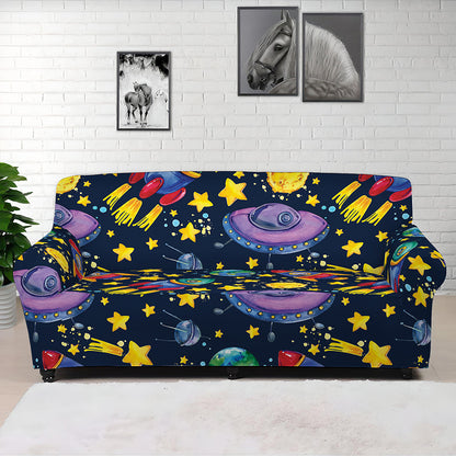 Watercolor Rocket Pattern Print Sofa Cover