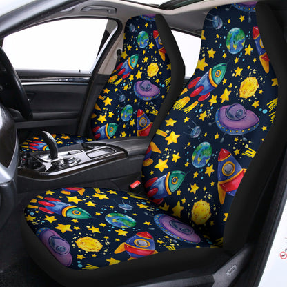Watercolor Rocket Pattern Print Universal Fit Car Seat Covers