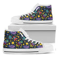 Watercolor Rocket Pattern Print White High Top Sneakers