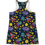 Watercolor Rocket Pattern Print Women's Racerback Tank Top