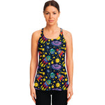 Watercolor Rocket Pattern Print Women's Racerback Tank Top