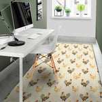 Watercolor Rooster Pattern Print Area Rug