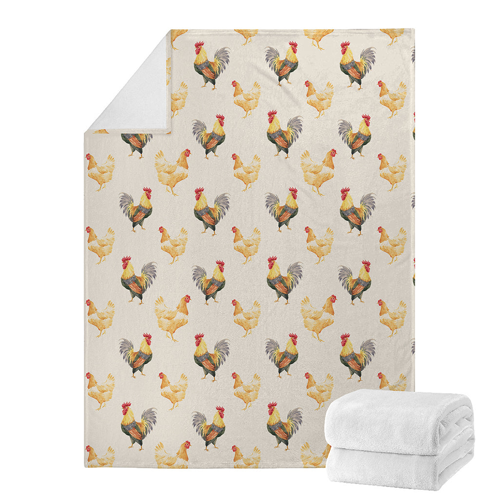 Watercolor Rooster Pattern Print Blanket