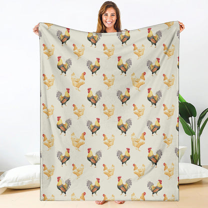 Watercolor Rooster Pattern Print Blanket