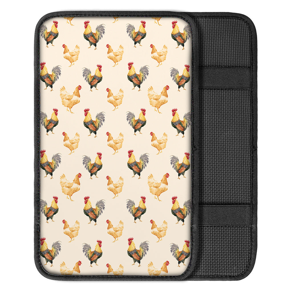 Watercolor Rooster Pattern Print Car Center Console Cover