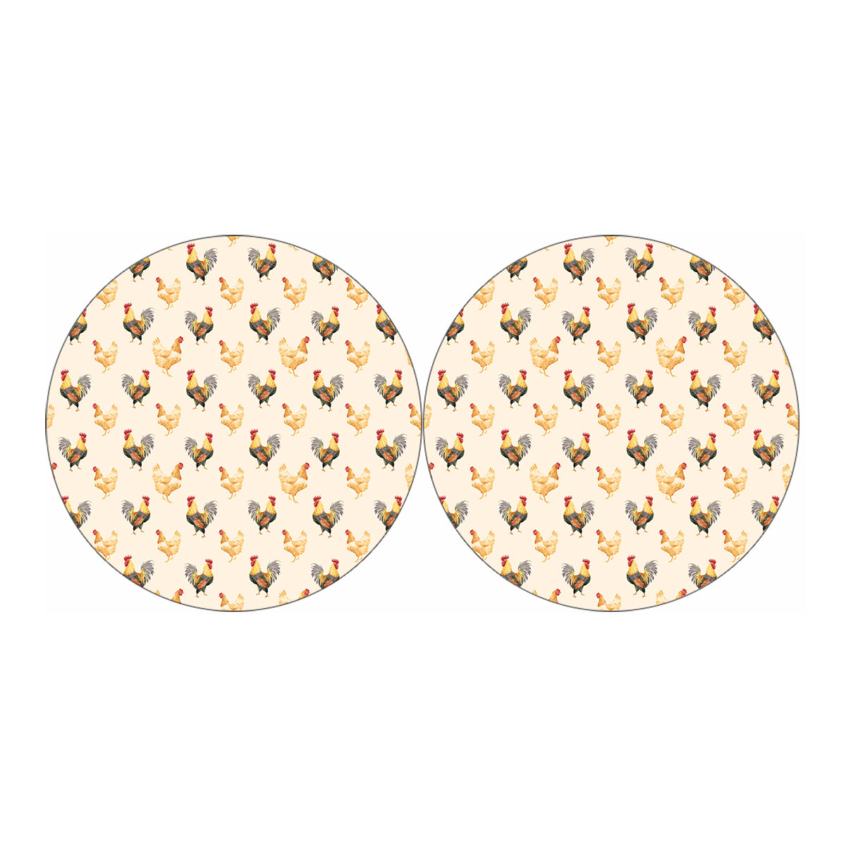 Watercolor Rooster Pattern Print Car Coasters
