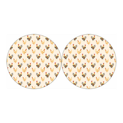 Watercolor Rooster Pattern Print Car Coasters