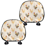 Watercolor Rooster Pattern Print Car Headrest Covers