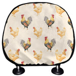 Watercolor Rooster Pattern Print Car Headrest Covers