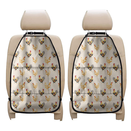 Watercolor Rooster Pattern Print Car Seat Organizers
