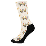 Watercolor Rooster Pattern Print Crew Socks