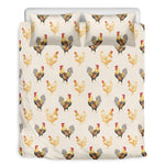 Watercolor Rooster Pattern Print Duvet Cover Bedding Set