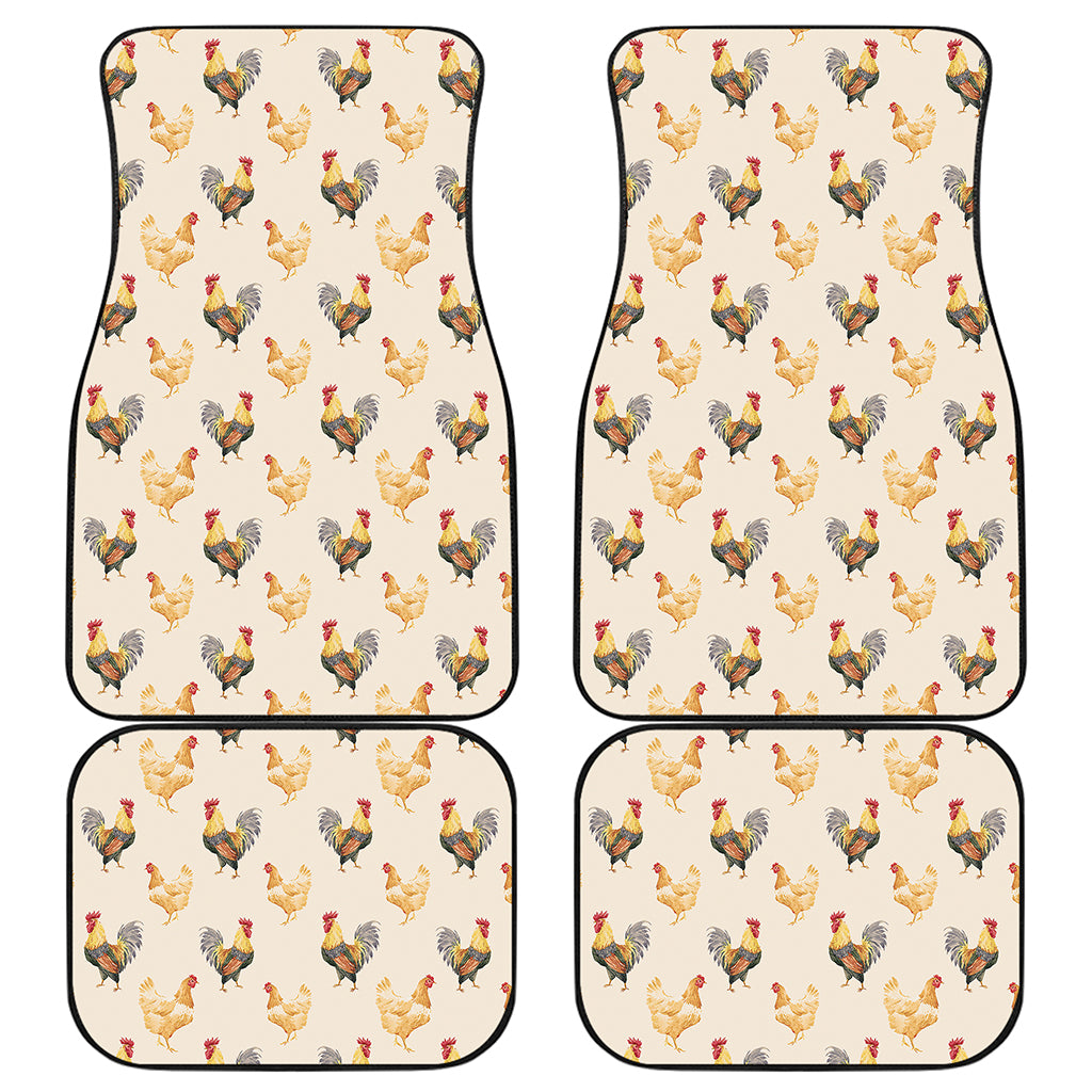 Watercolor Rooster Pattern Print Front and Back Car Floor Mats