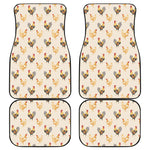 Watercolor Rooster Pattern Print Front and Back Car Floor Mats