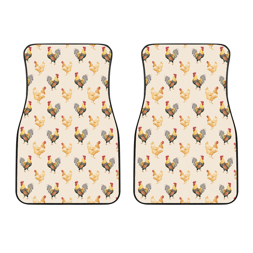 Watercolor Rooster Pattern Print Front Car Floor Mats