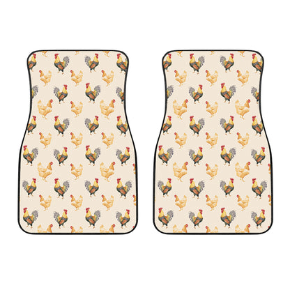 Watercolor Rooster Pattern Print Front Car Floor Mats