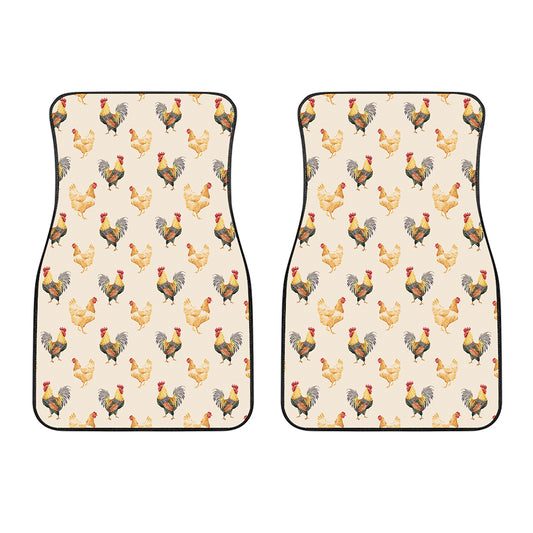 Watercolor Rooster Pattern Print Front Car Floor Mats