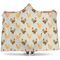 Watercolor Rooster Pattern Print Hooded Blanket