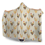 Watercolor Rooster Pattern Print Hooded Blanket