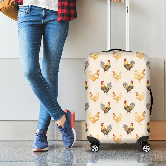 Watercolor Rooster Pattern Print Luggage Cover