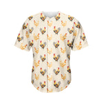 Watercolor Rooster Pattern Print Men's Baseball Jersey