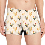 Watercolor Rooster Pattern Print Men's Boxer Briefs