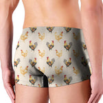 Watercolor Rooster Pattern Print Men's Boxer Briefs