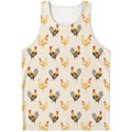Watercolor Rooster Pattern Print Men's Tank Top