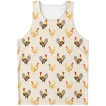 Watercolor Rooster Pattern Print Men's Tank Top