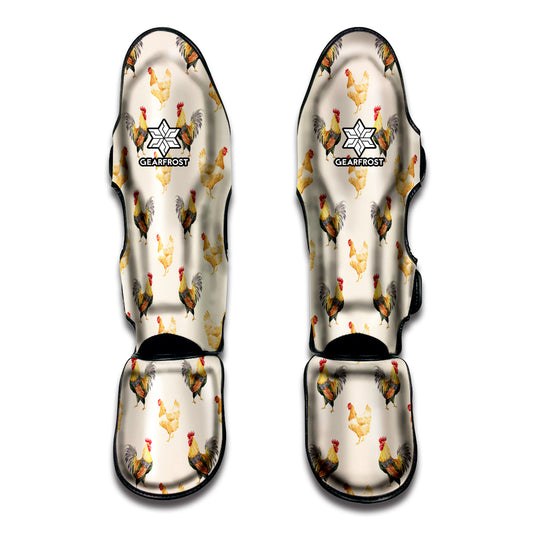 Watercolor Rooster Pattern Print Muay Thai Shin Guard
