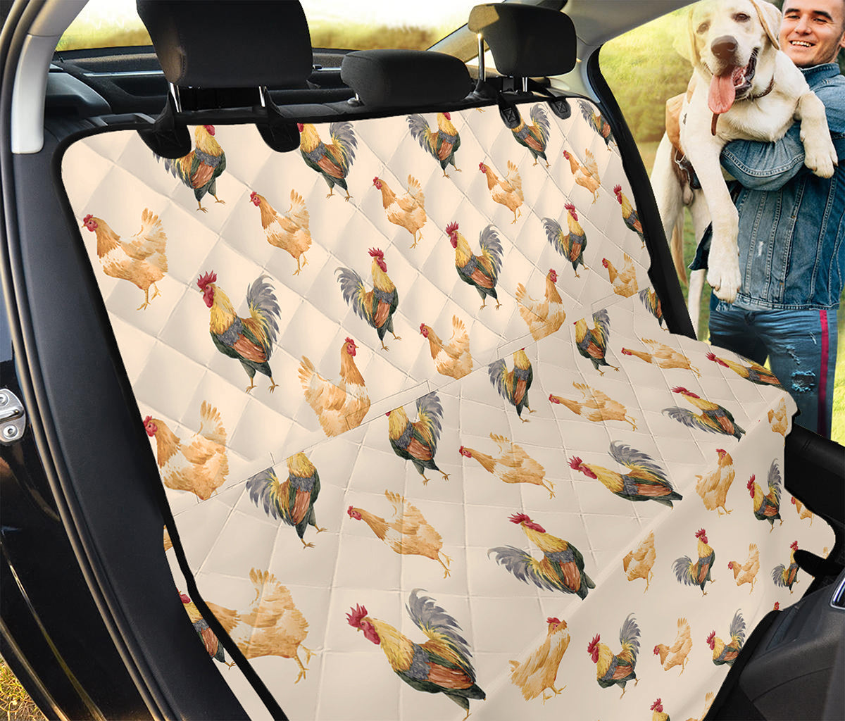 Watercolor Rooster Pattern Print Pet Car Back Seat Cover