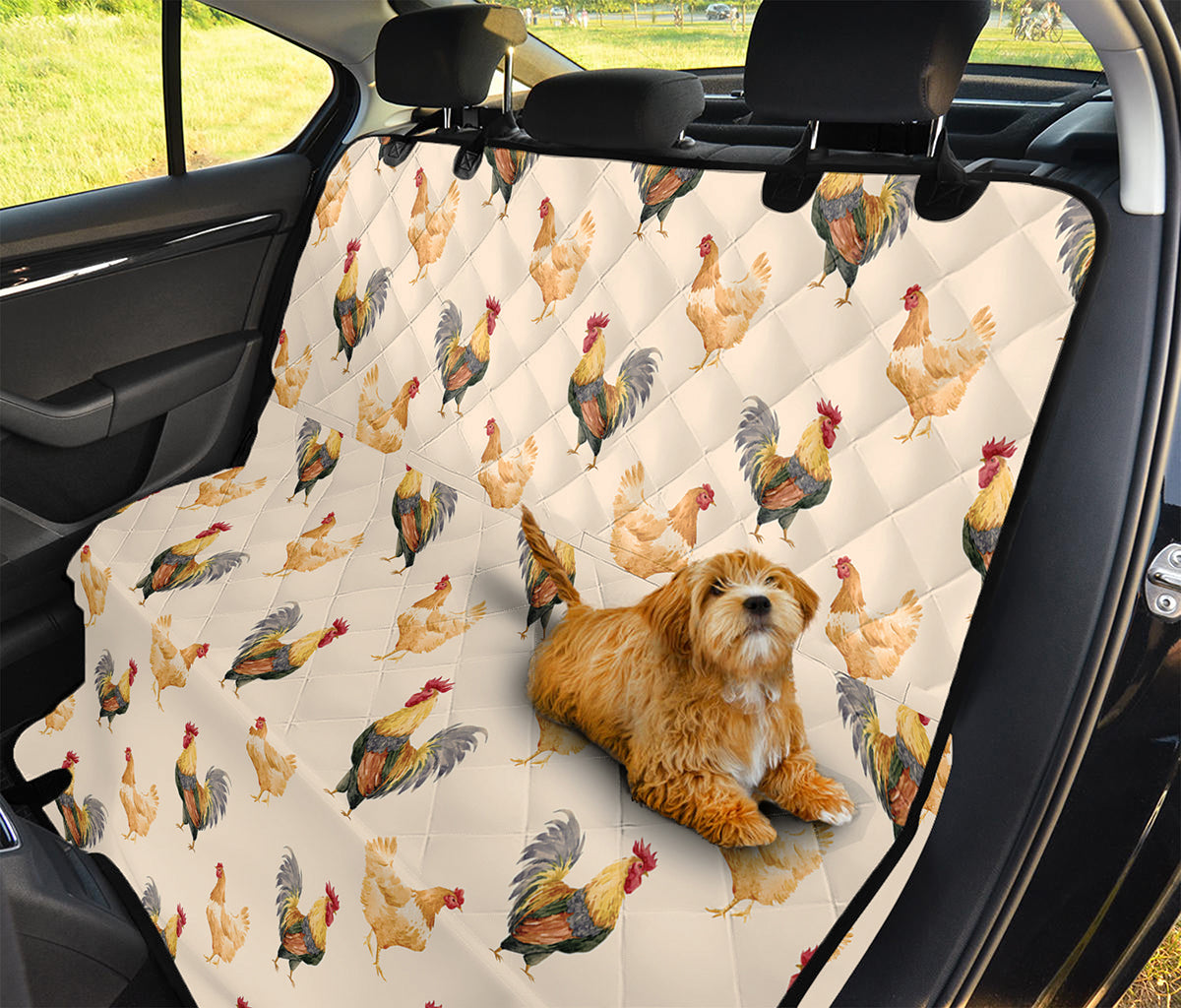 Watercolor Rooster Pattern Print Pet Car Back Seat Cover