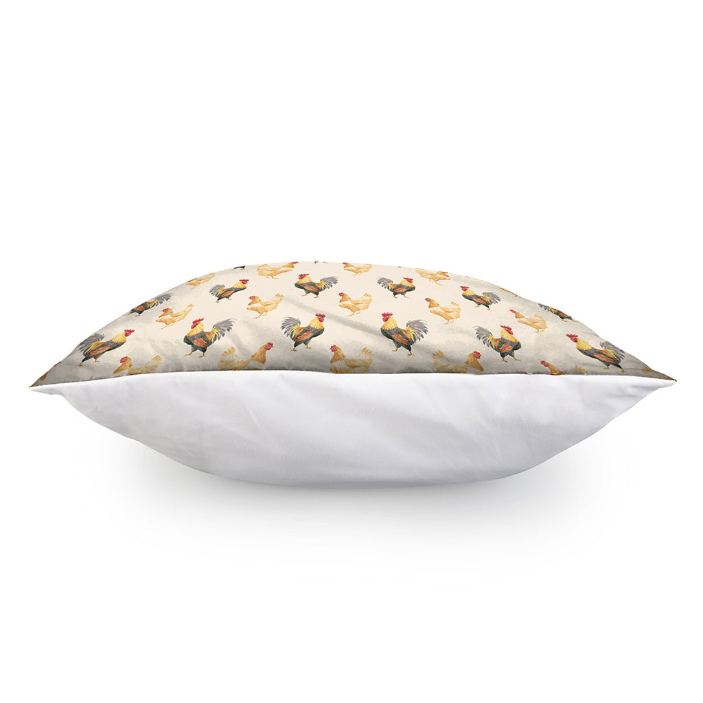 Watercolor Rooster Pattern Print Pillow Cover