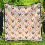 Watercolor Rooster Pattern Print Quilt