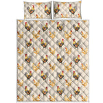 Watercolor Rooster Pattern Print Quilt Bed Set