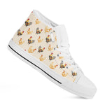 Watercolor Rooster Pattern Print White High Top Shoes
