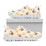 Watercolor Rooster Pattern Print White Sneakers