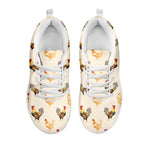 Watercolor Rooster Pattern Print White Sneakers